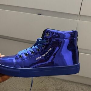 Show Time Shiny Blue Kids Sneakers